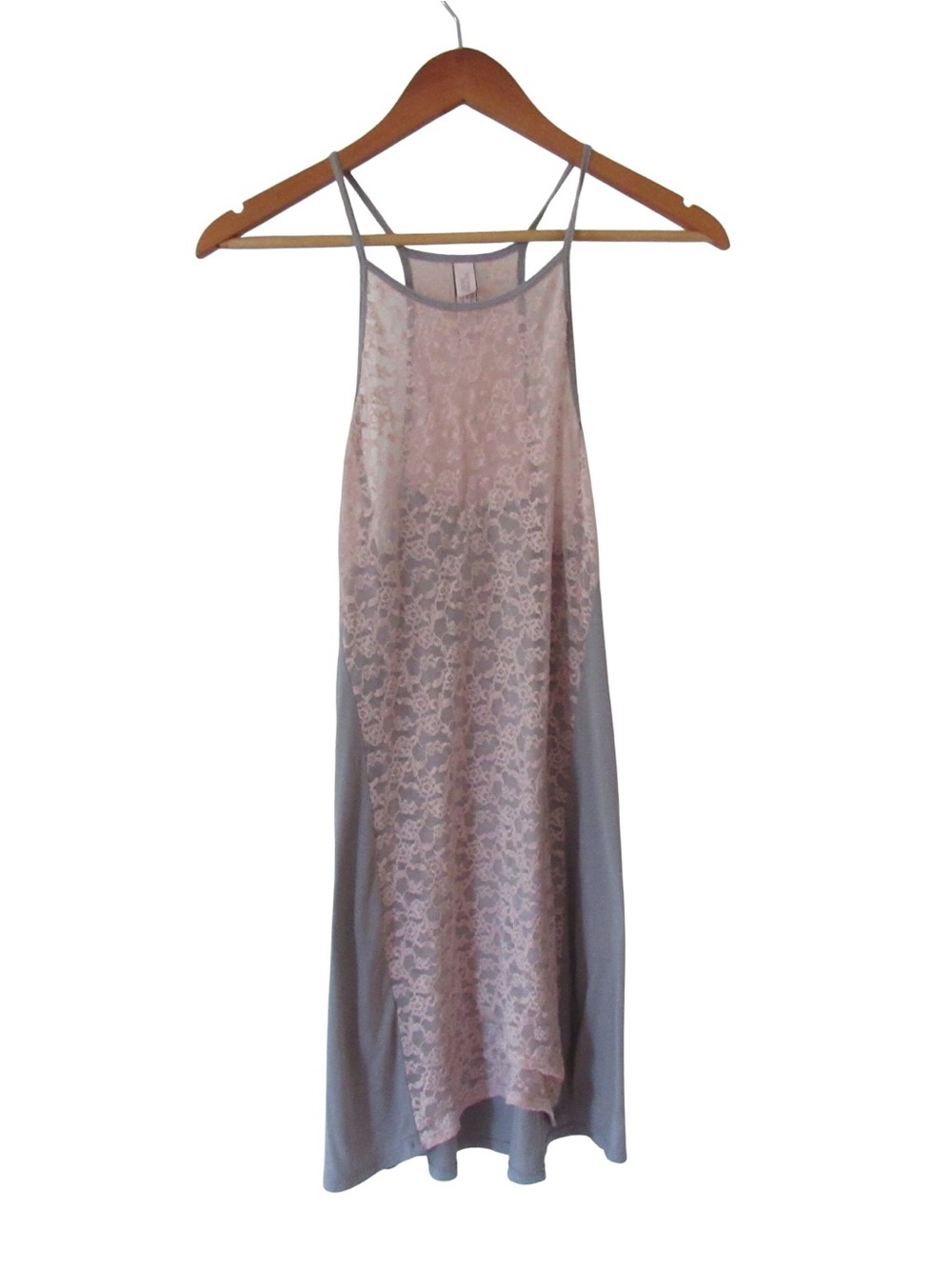 Victorias Secret Lace Chemise Small Gray Pink Floral Nightie Babydoll Lingerie